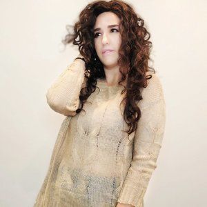 EASEL COZY SOFT KNIT V NECK DISTRESSED SWEATER